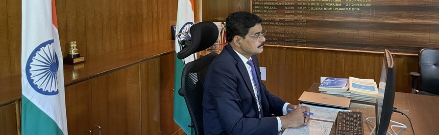 Dr S Mohanty, Chairman attending a webinar