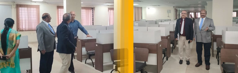 Hon&#39;ble Member Er. G.C. Sahu &amp; Hon&#39;ble Member Prof. C.S.K. Mishra inspecting the Computer Nerve Centre facilities in Gujarat Public Service Commission