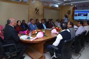 Chairman delivering Inaugural speech during launch of new Web Portal &amp; CSMS on 05 Feb 2020.